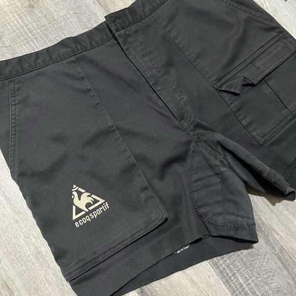 Vintage 80s/90s Le Coq Sportif Black Padded Short Cycling Bike MTB Shorts Sz 34 - Picture 2 of 5